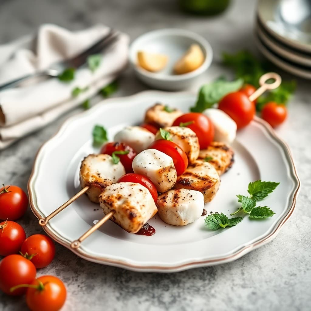 Balsamic Chicken Caprese Skewers