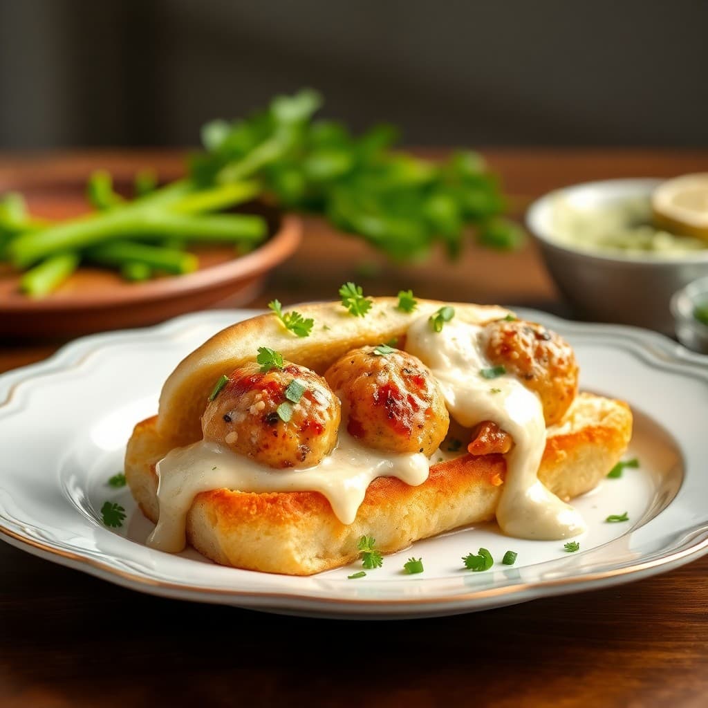 Garlic Parmesan Chicken Meatball Subs