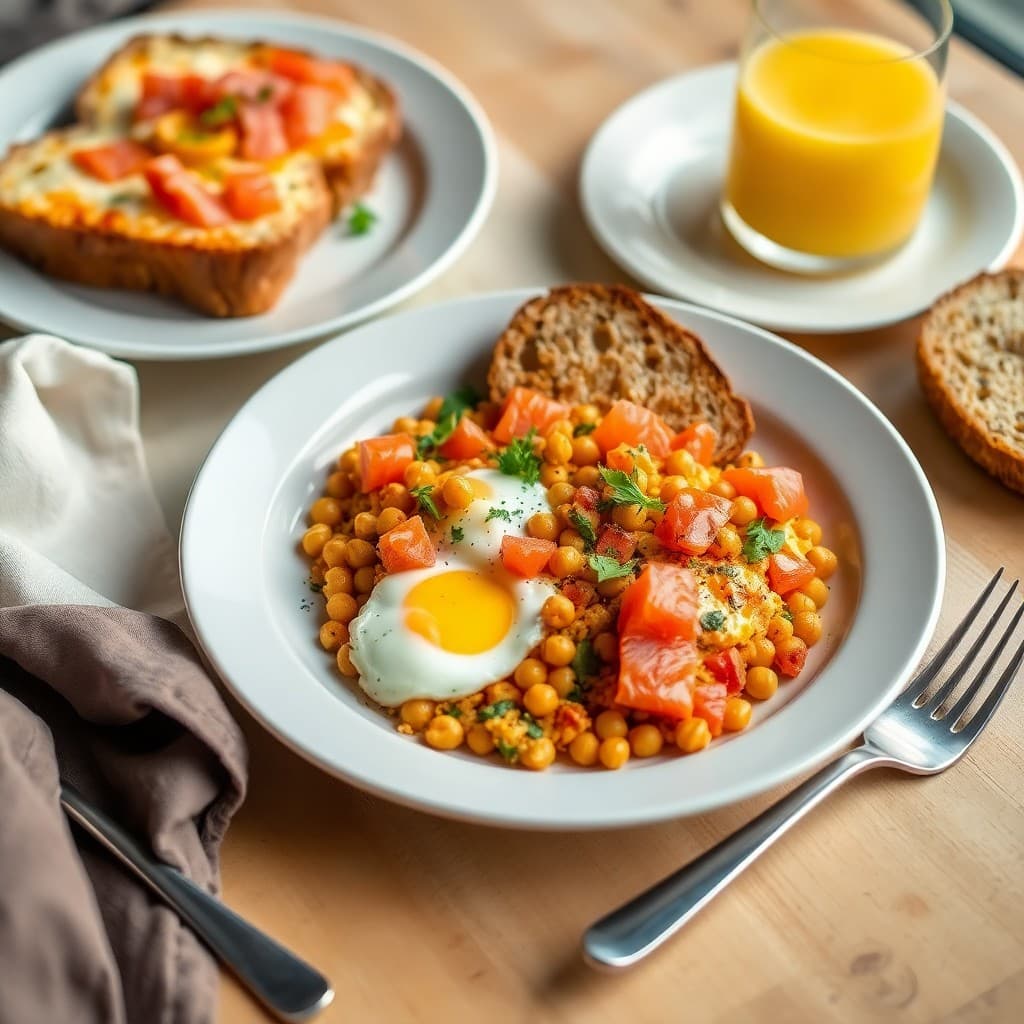 Turkish Menemen with Smoked Salmon, Chickpeas & Herb-Crisp Whole Grain Toast