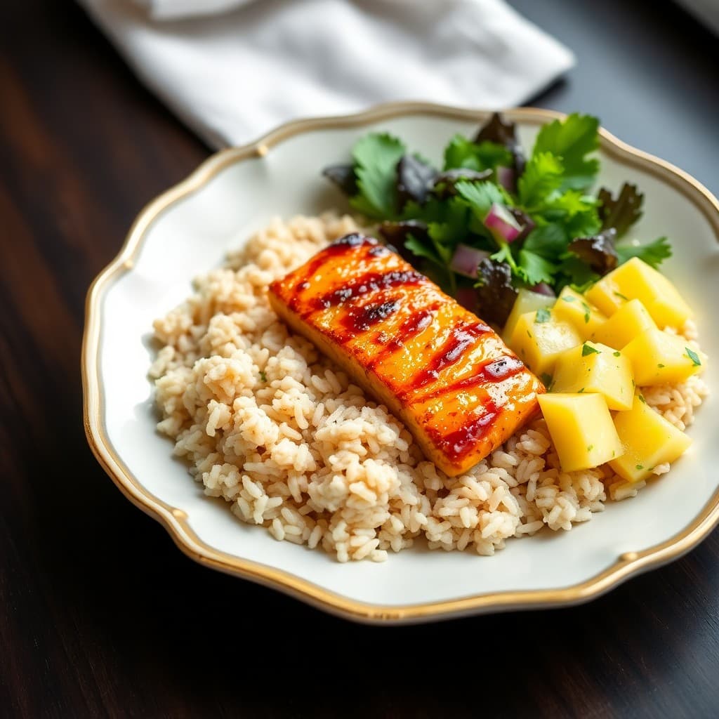 Teriyaki Salmon Bowls with Pineapple Salsa