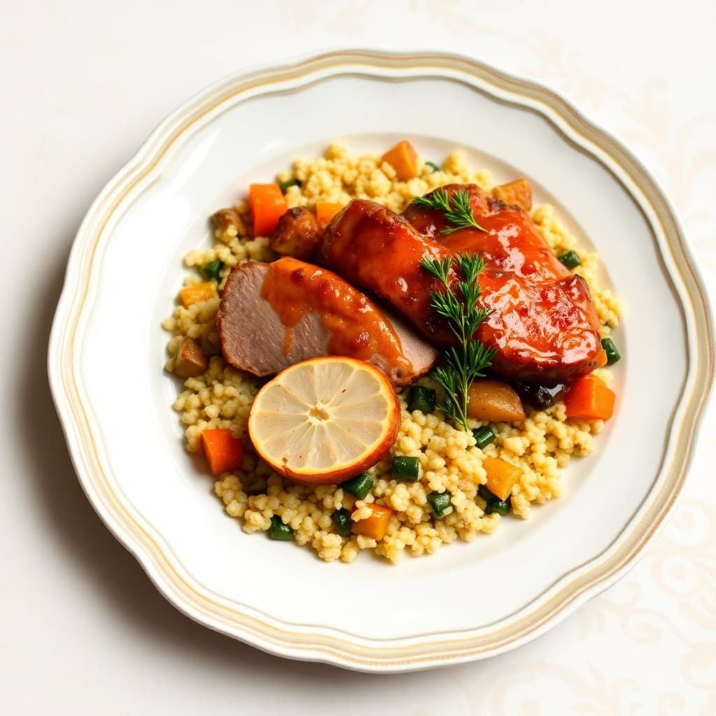 Citrus-Glazed Pork Tenderloin with Roasted Veggie Couscous