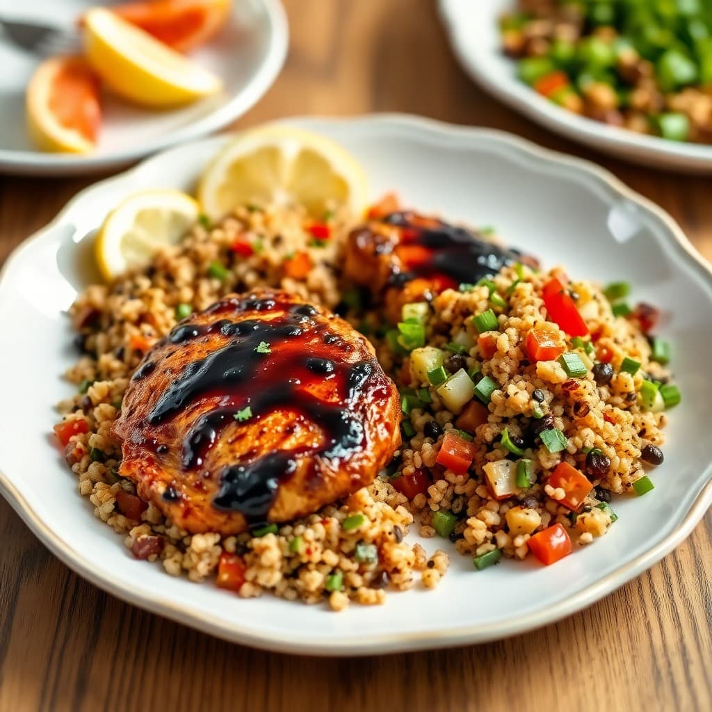 Balsamic Roasted Chicken with Mediterranean Quinoa