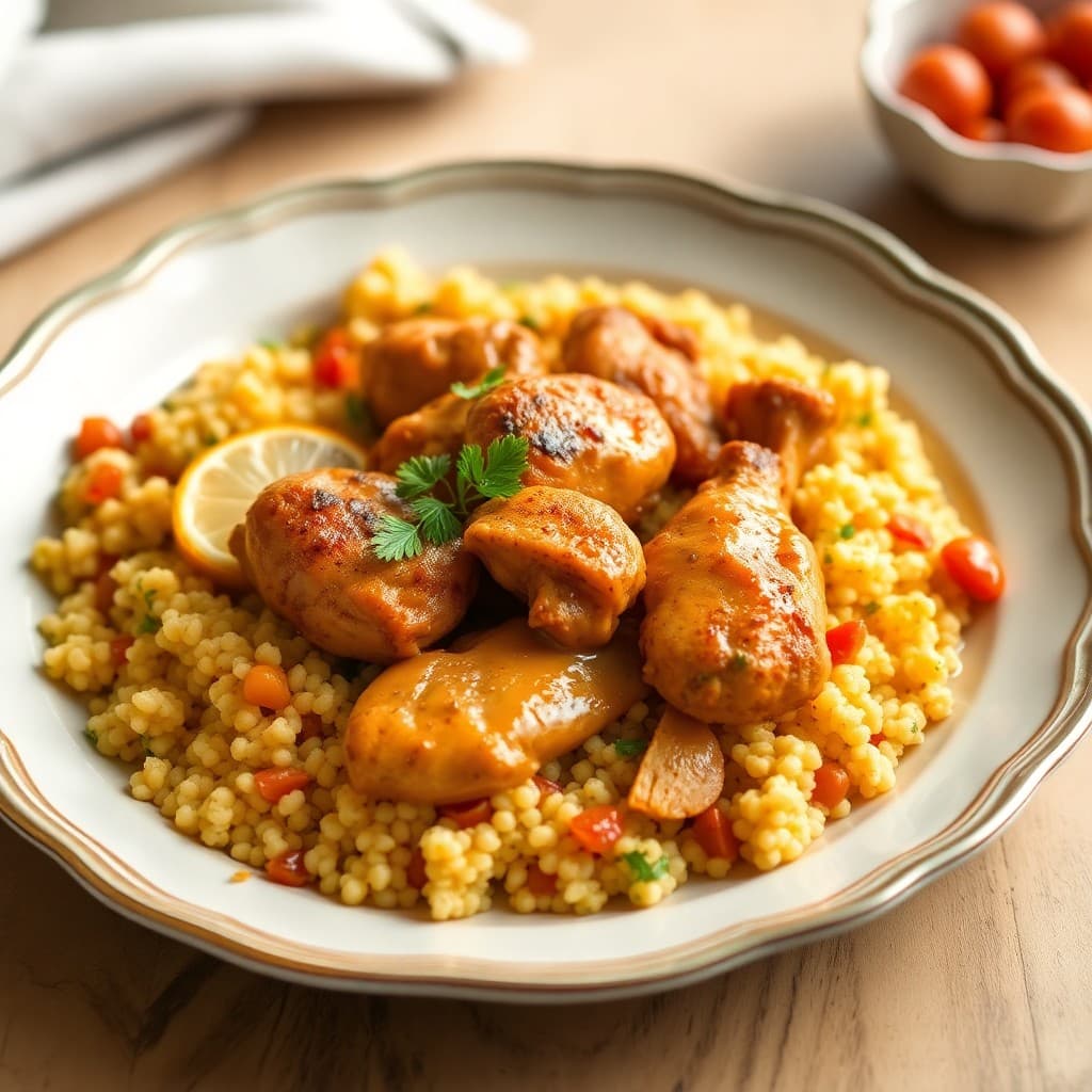 Moroccan Lemon Chicken Tagine with Apricot Couscous