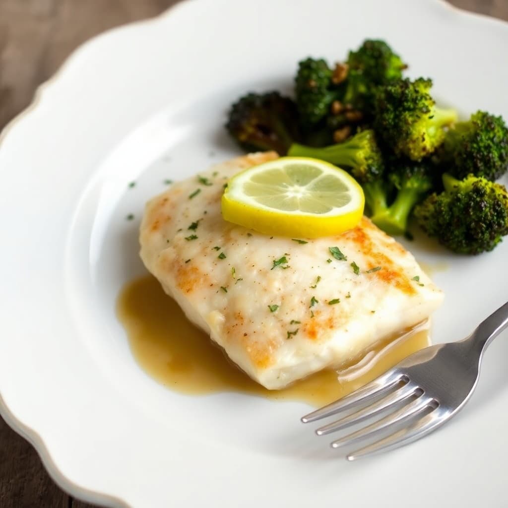 Baked Lemon-Herb Tilapia with Roasted Garlic-Parmesan Broccoli
