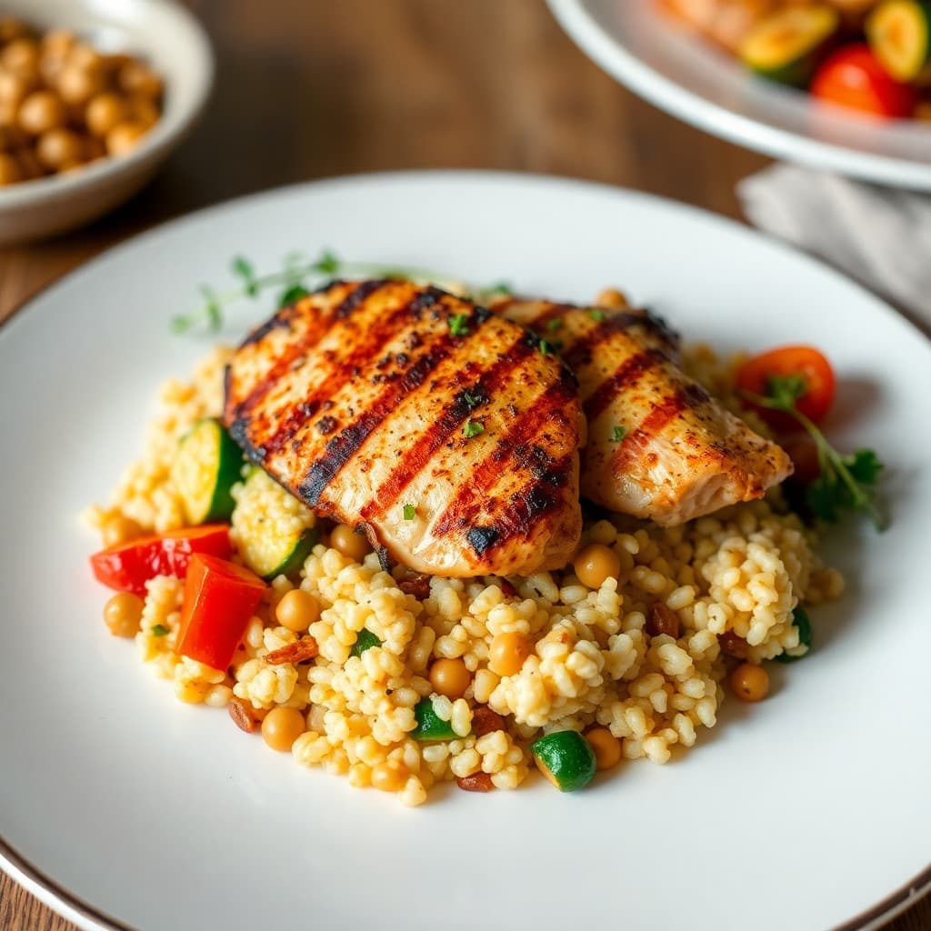 Moroccan-Style Grilled Chicken with Roasted Vegetable Couscous