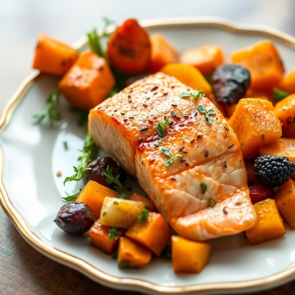 Roasted Salmon and Vegetable Medley