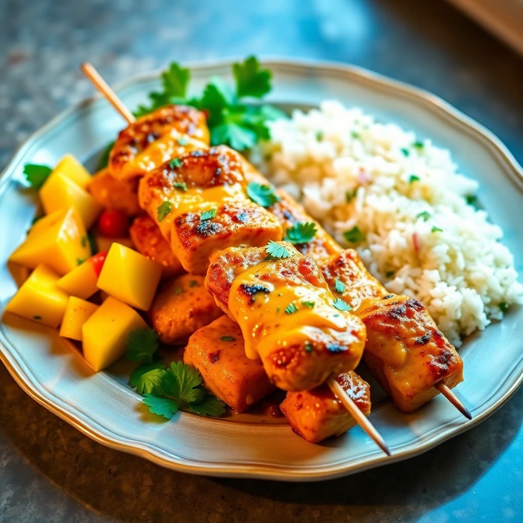 Vibrant Thai Coconut Curry Chicken Skewers