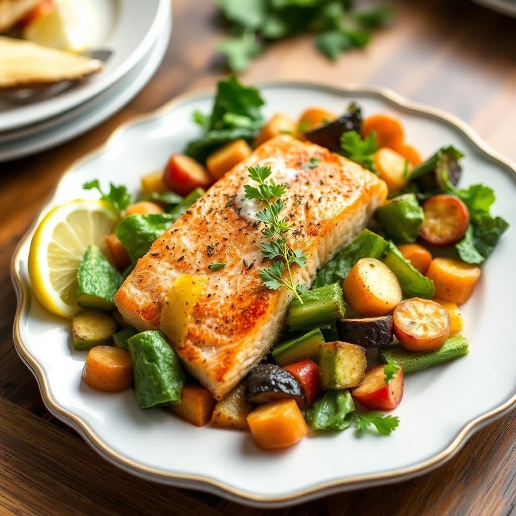 Roasted Salmon and Winter Vegetable Salad