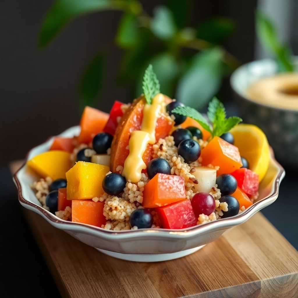 Peruvian Quinoa Fruit Salad with Honey Lime Dressing