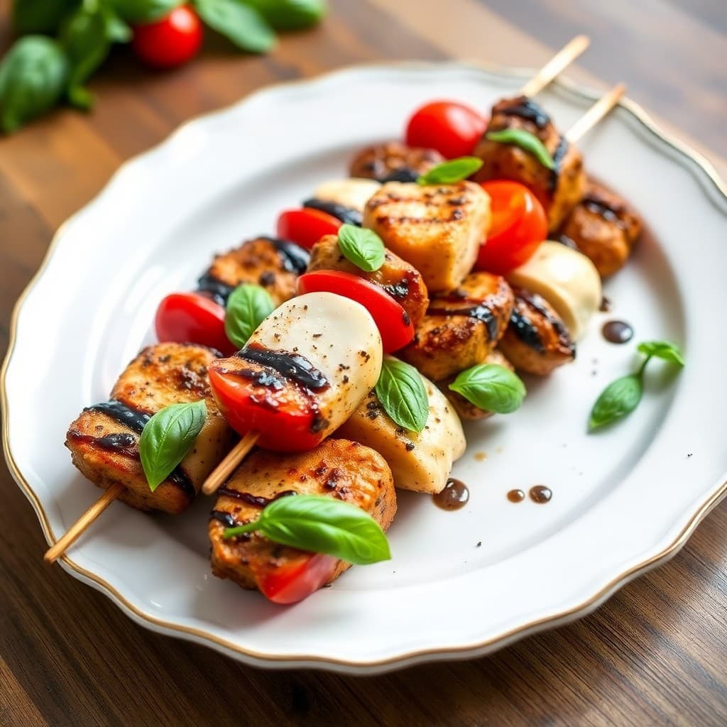 Balsamic Glazed Chicken Caprese Skewers