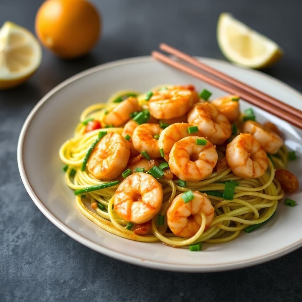 Sizzling Ginger-Garlic Shrimp Stir-Fry with Zucchini Noodles