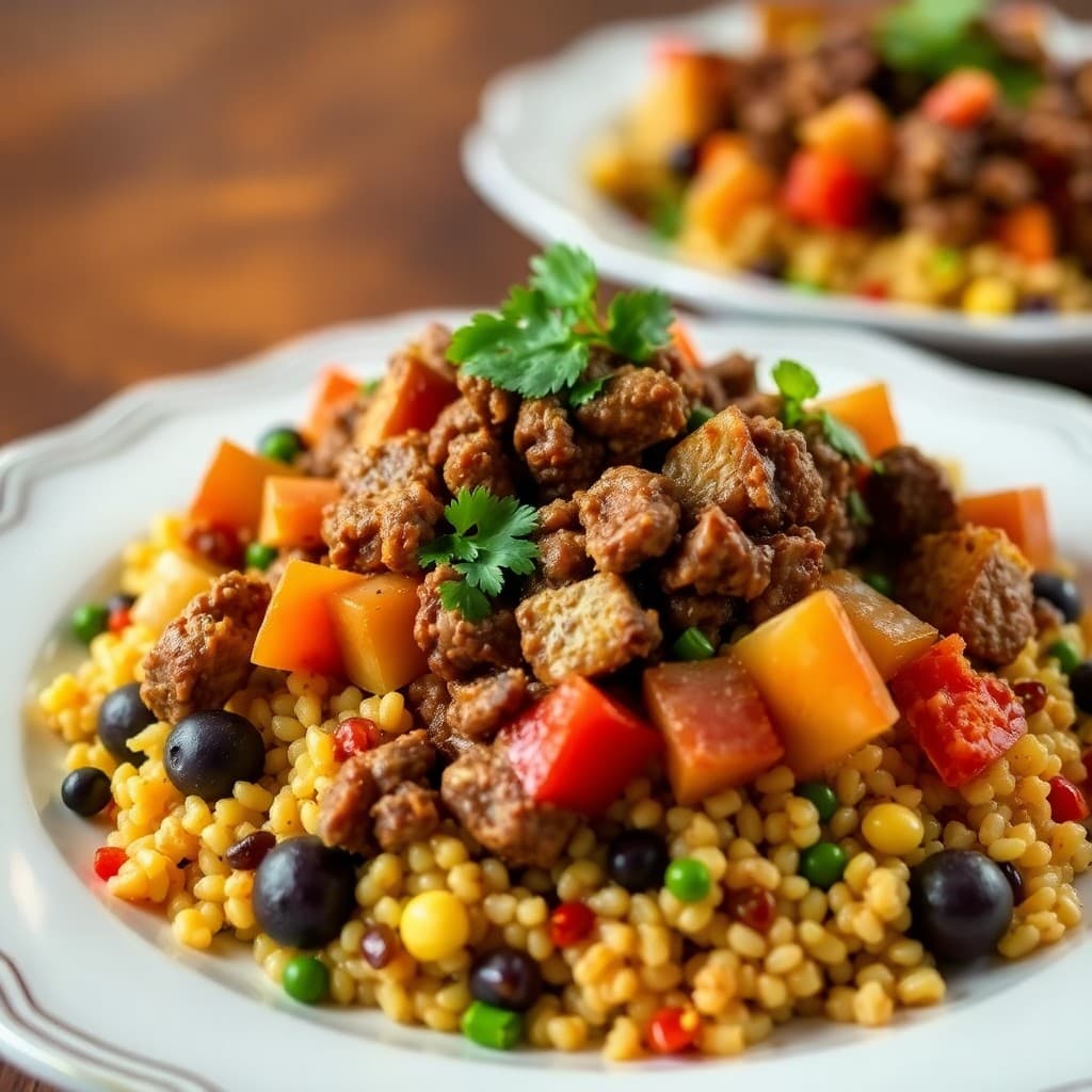 Zesty Moroccan Beef Bowls with Jeweled Couscous
