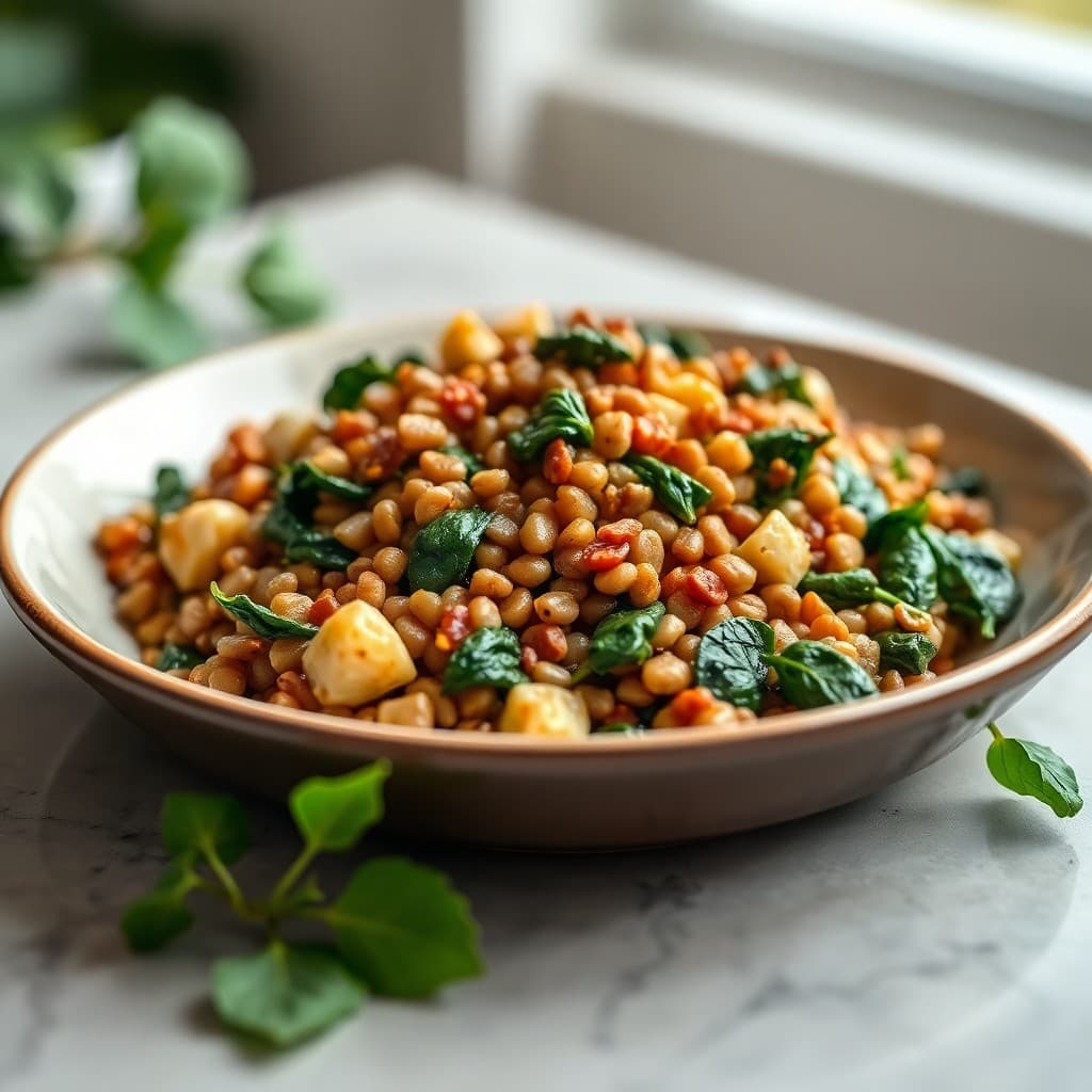Protein-Packed Lentil and Spinach Skillet