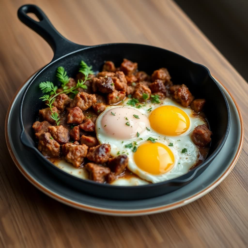 Keto Beef and Egg Breakfast Skillet