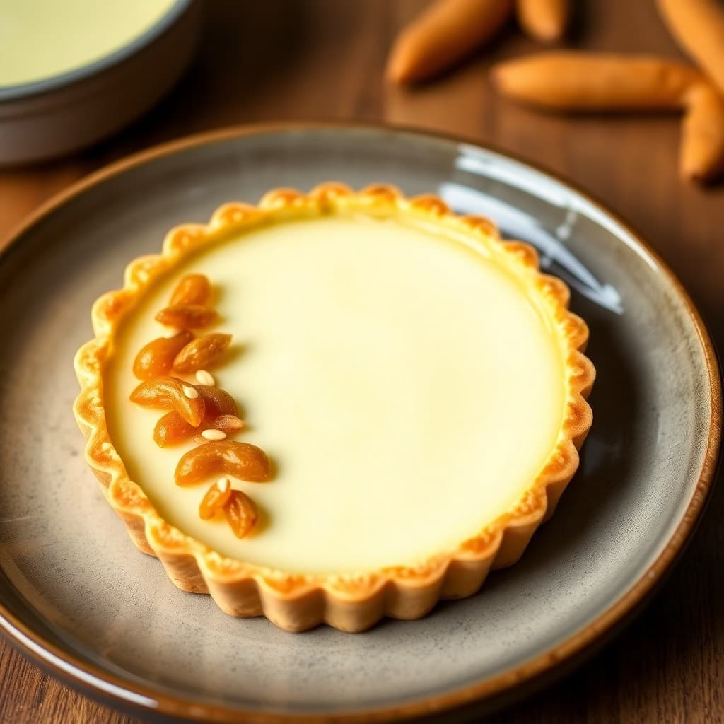 Vietnamese Coconut Pandan Custard Tart with Candied Ginger
