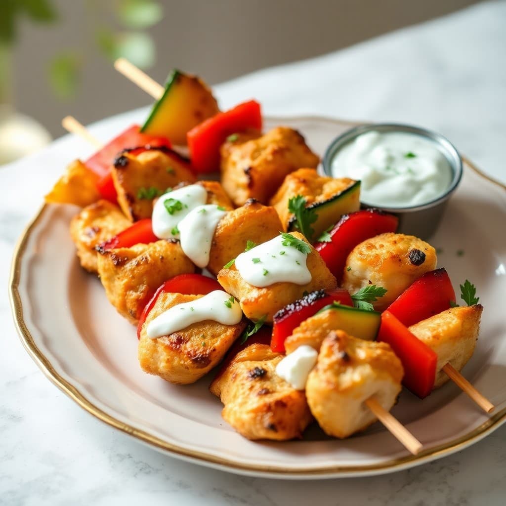 Mediterranean Chicken Kabobs with Tzatziki Sauce
