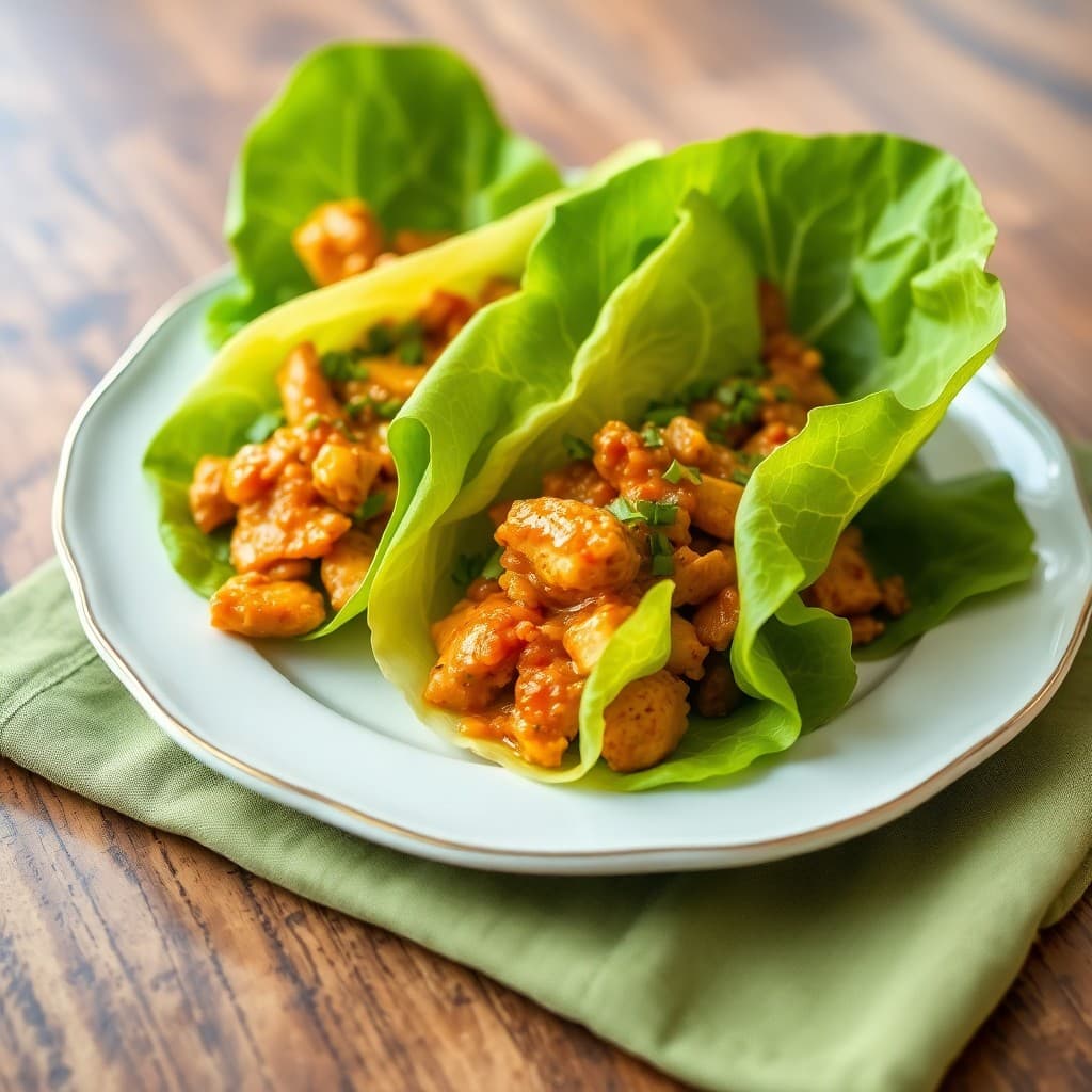 Spicy Thai Peanut Chicken Lettuce Wraps