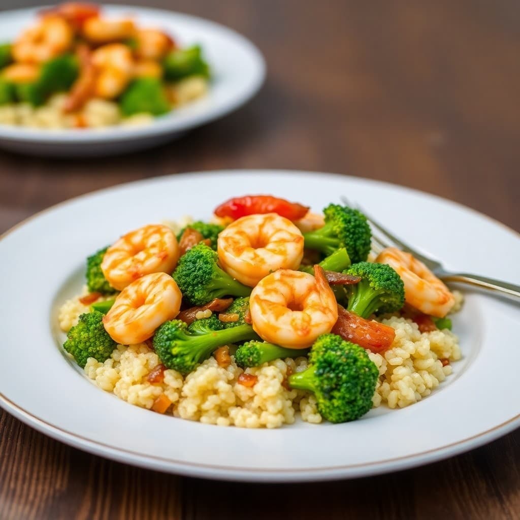 Spicy Garlic Shrimp Stir-Fry with Broccoli and Quinoa