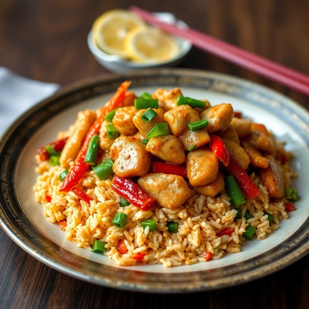 Lemon Garlic Chicken Stir-Fry with Veggie Fried Rice