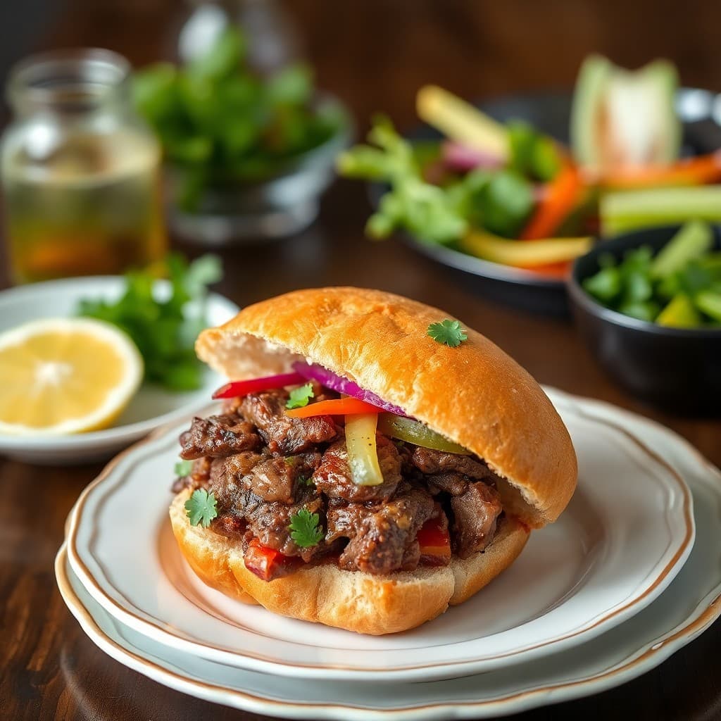 Vietnamese Lemongrass Beef Banh Mi