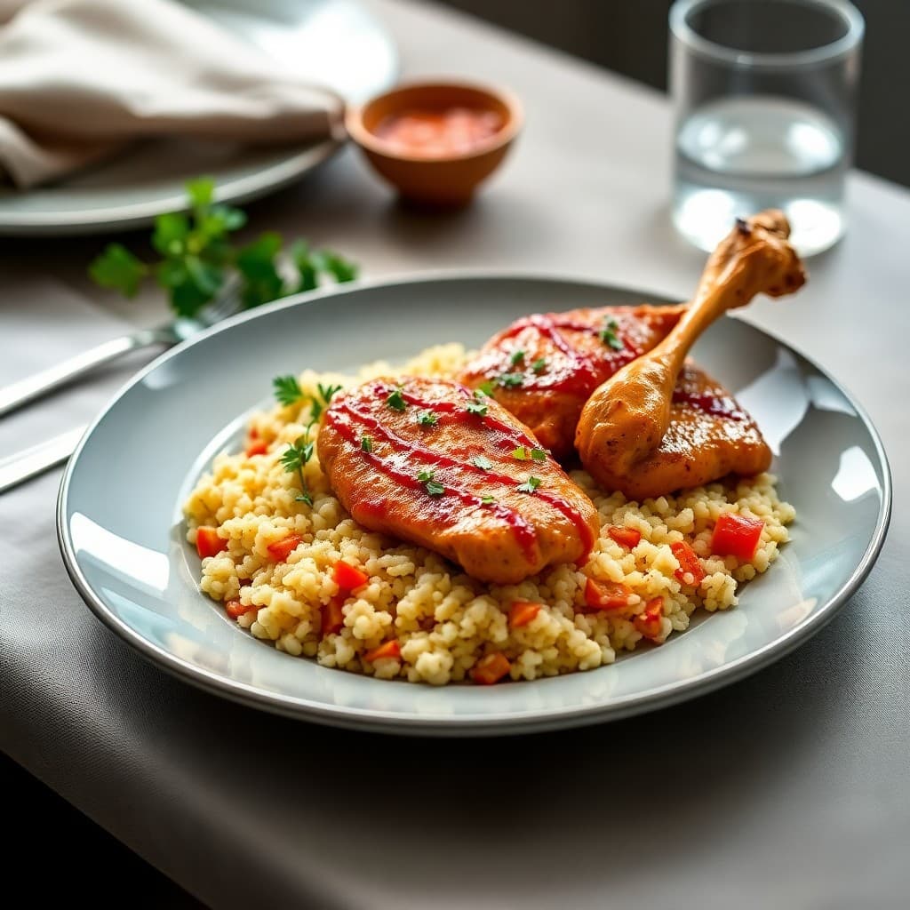 Moroccan Harissa Chicken with Couscous Pilaf