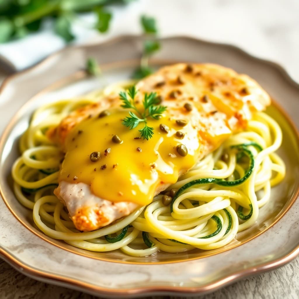 Lively Lemon Chicken Piccata with Zucchini Noodles