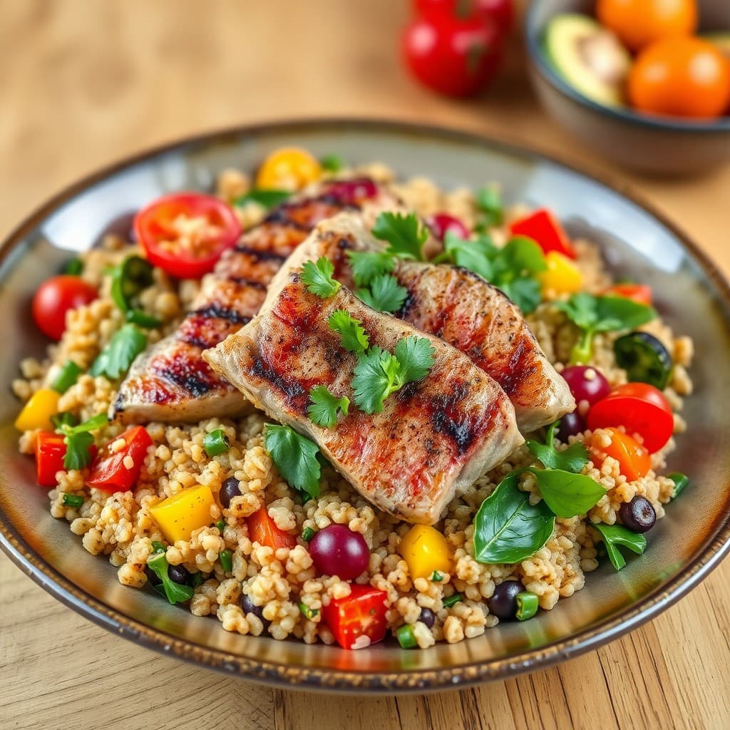 Seared Tuna with Mediterranean Quinoa Salad