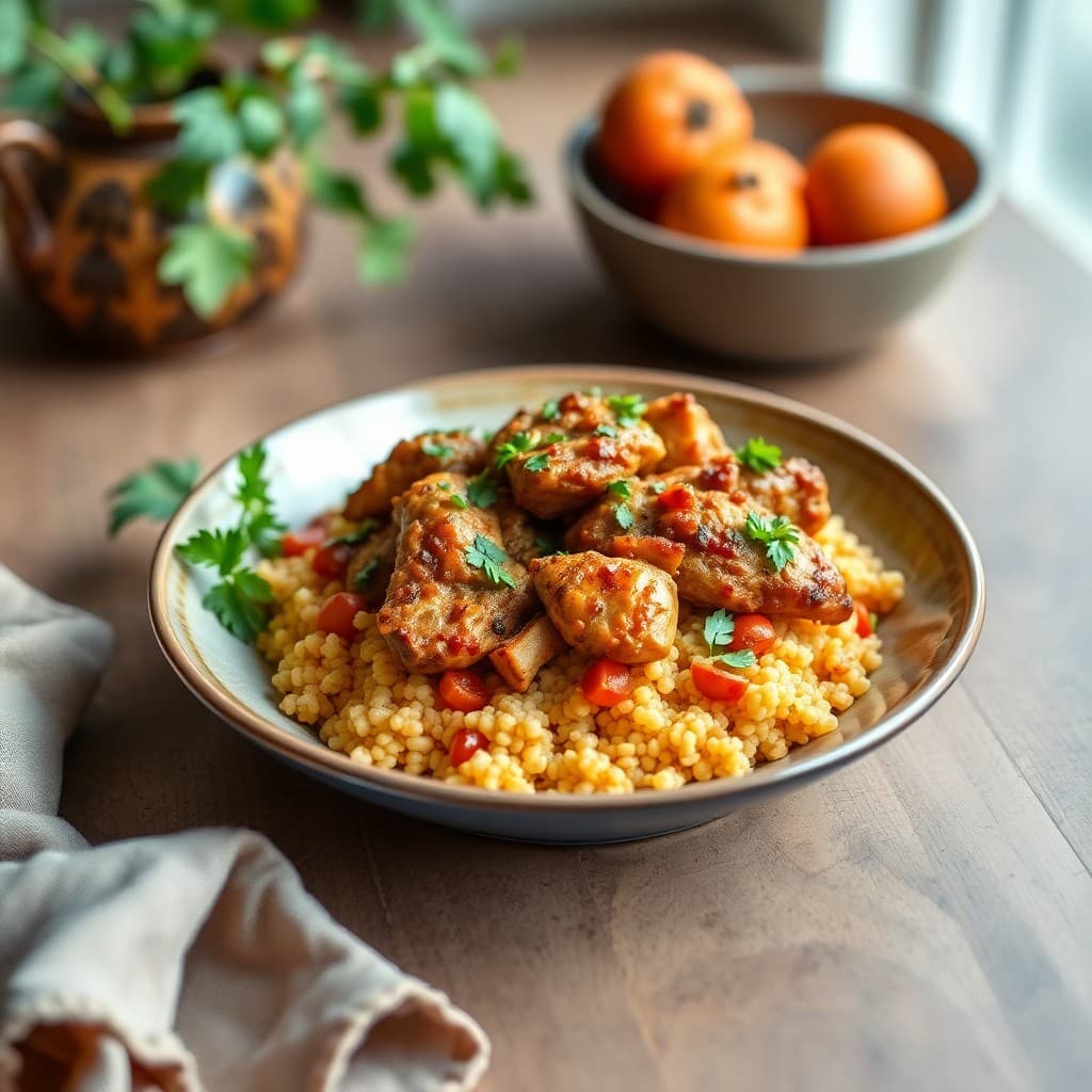 Moroccan Spiced Chicken Tagine with Apricot Couscous