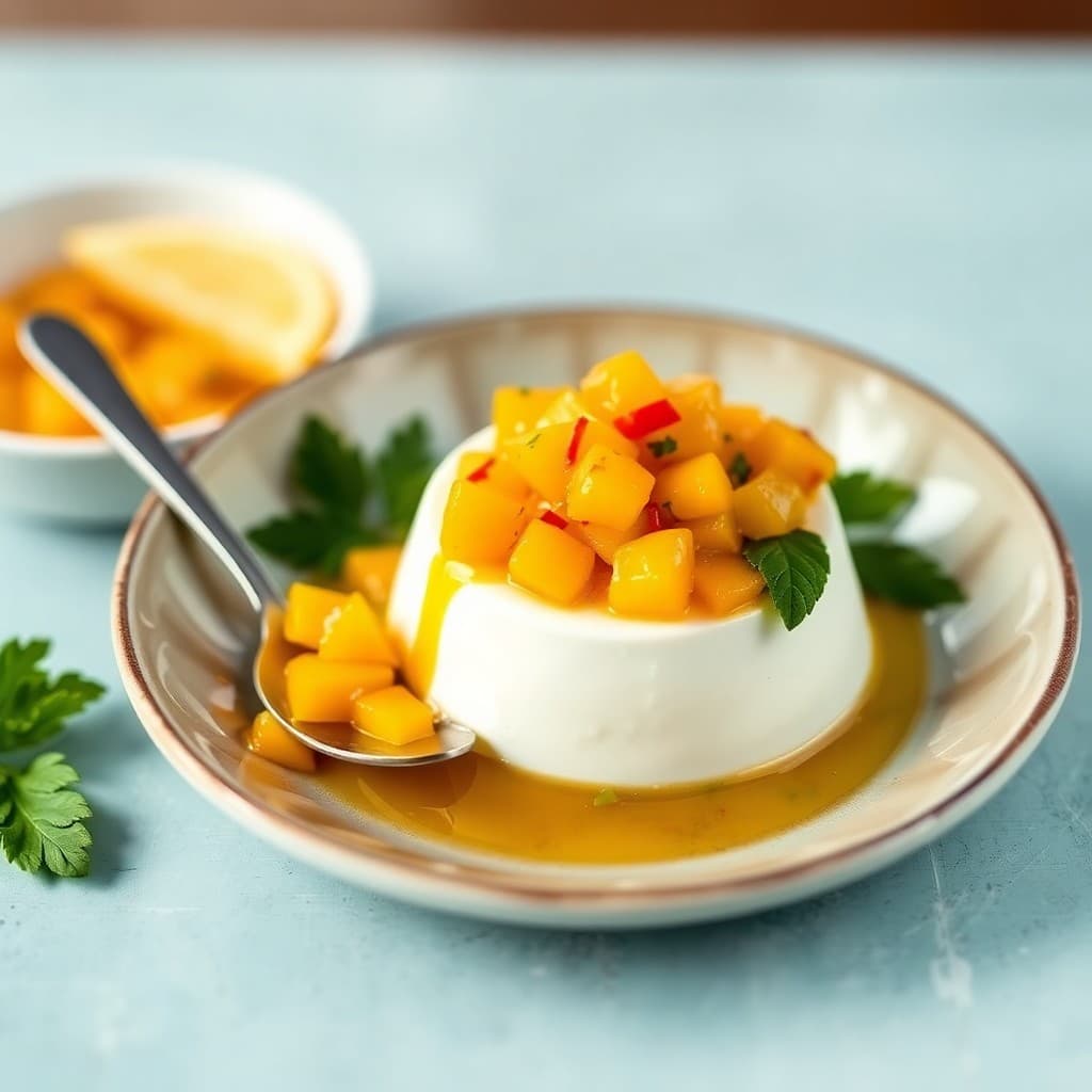 Thai Coconut Panna Cotta with Mango Salsa