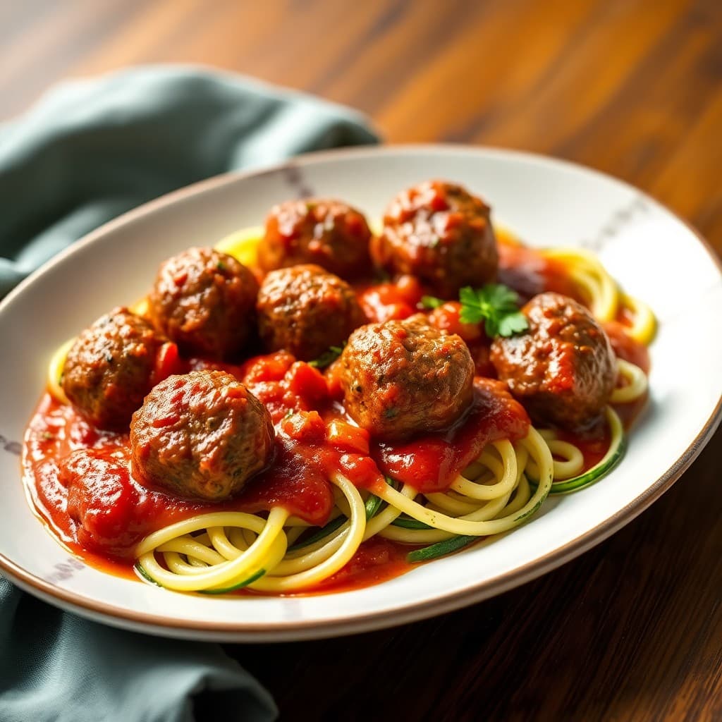 Keto Beef Meatballs with Zucchini Noodles