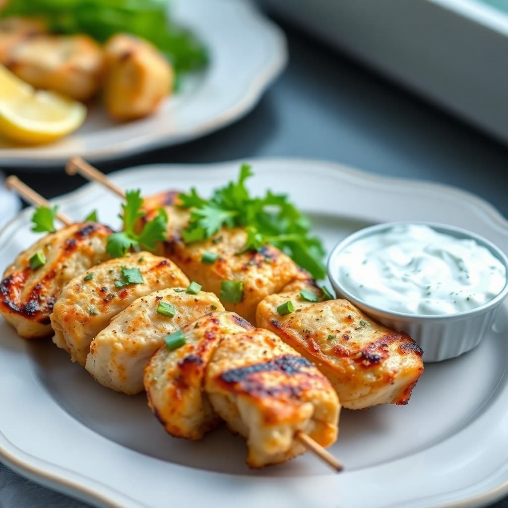 Greek Chicken Kebabs with Tzatziki Sauce