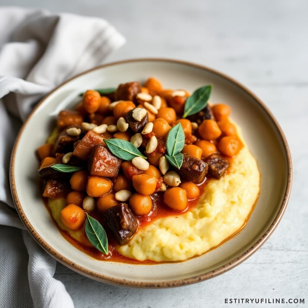 Spiced Chickpea & Eggplant Stew with Crispy Sage Polenta