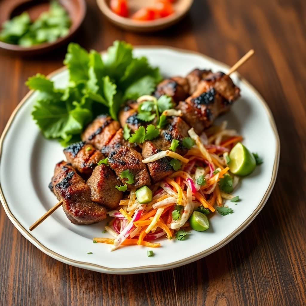 Zesty Brazilian Picanha Skewers with Vibrant Slaw