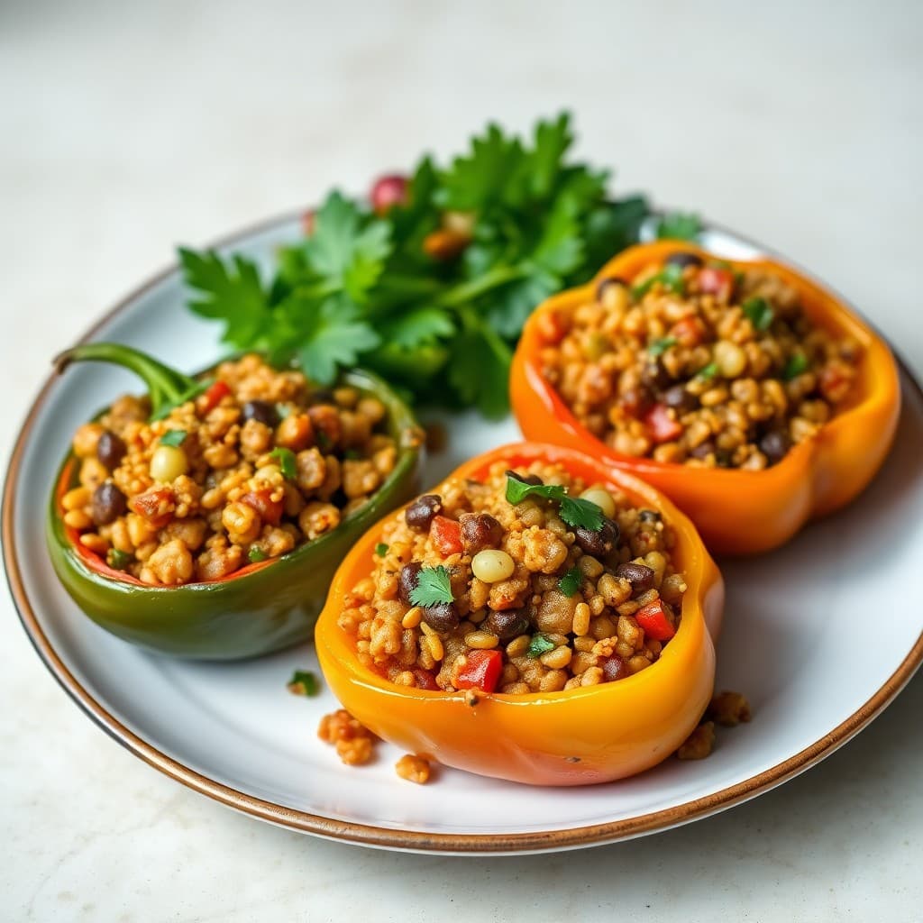 Zesty Lentil and Quinoa Stuffed Peppers