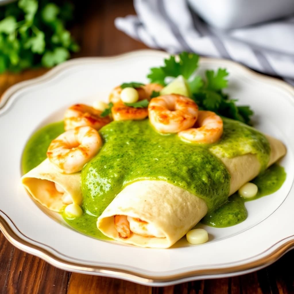 Zesty Shrimp Enchiladas Verde