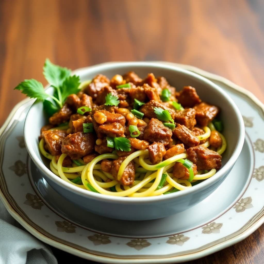 Spicy Szechuan Beef Zoodle Bowls