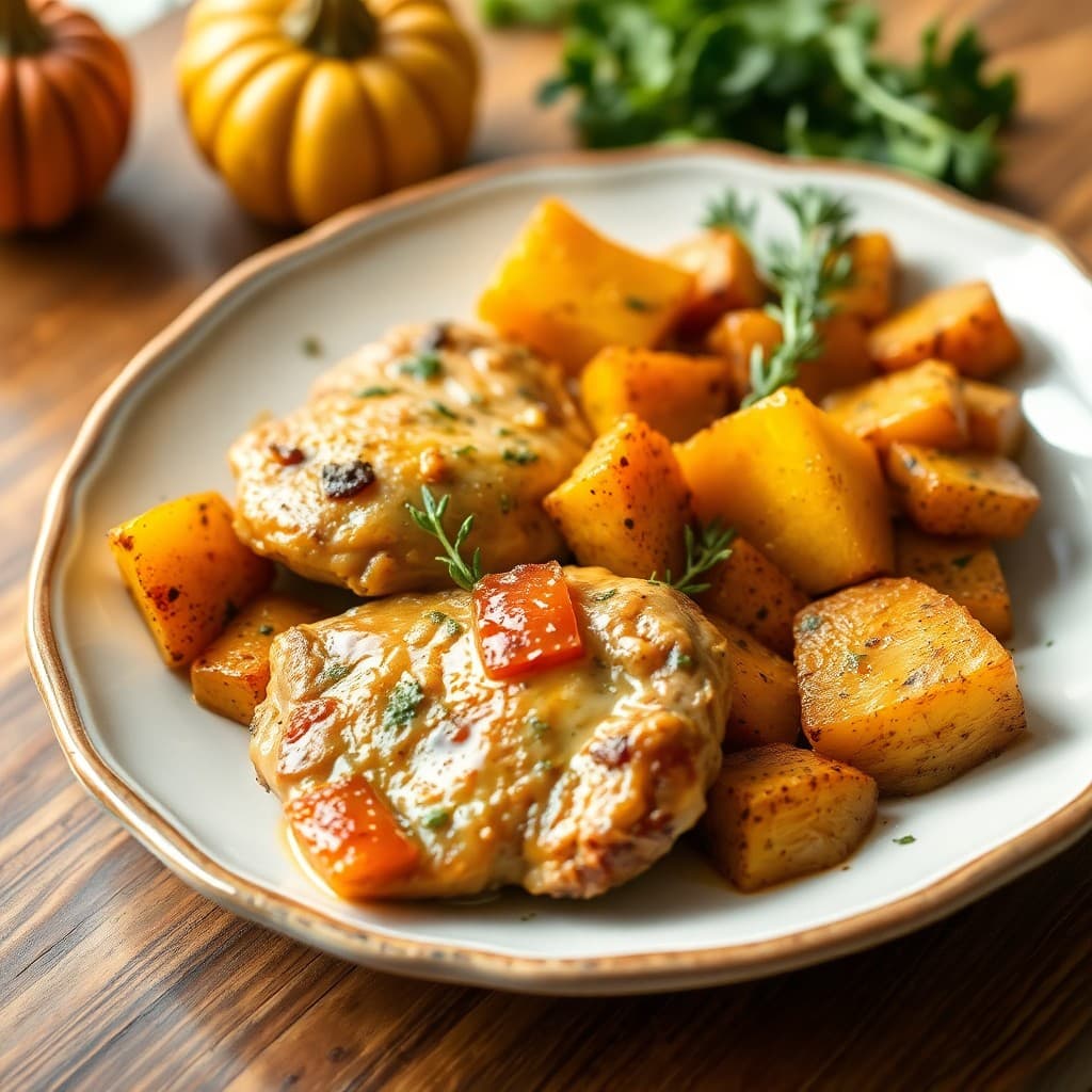 Autumn Keto Roasted Chicken and Squash