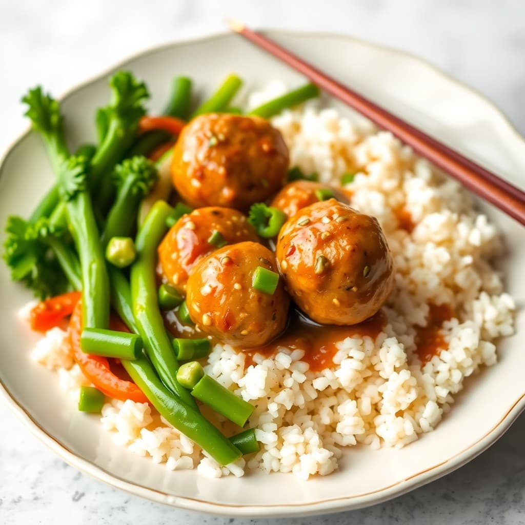 Sesame Ginger Chicken Meatball Bowls