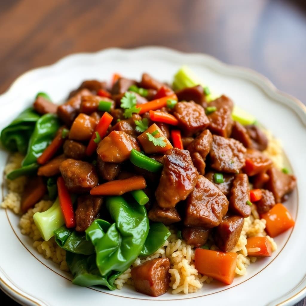 Sizzling Szechuan Beef Stir-Fry with Garlic Ginger Bok Choy