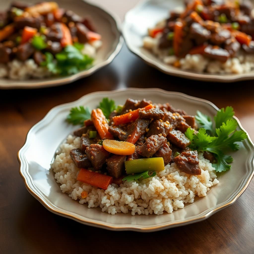 Sesame Ginger Beef Rice Bowls