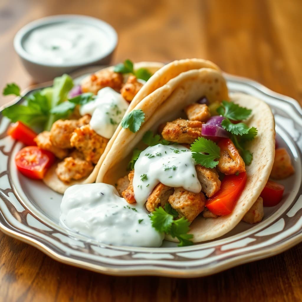 Greek Chicken Gyros with Tzatziki Sauce