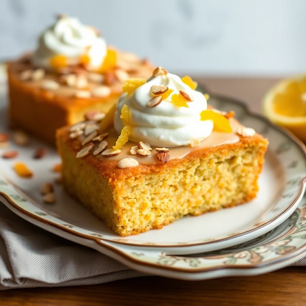 Spanish Olive Oil Cake with Citrus Mascarpone & Toasted Almonds