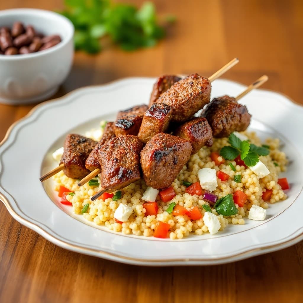 Moroccan Spiced Lamb Skewers with Couscous Salad