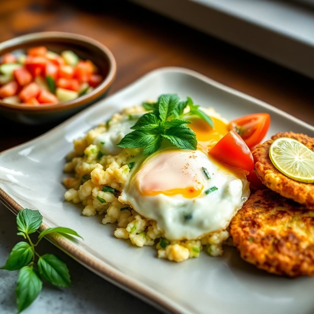 Thai Basil & Egg Breakfast Scramble with Crispy Rice Cakes