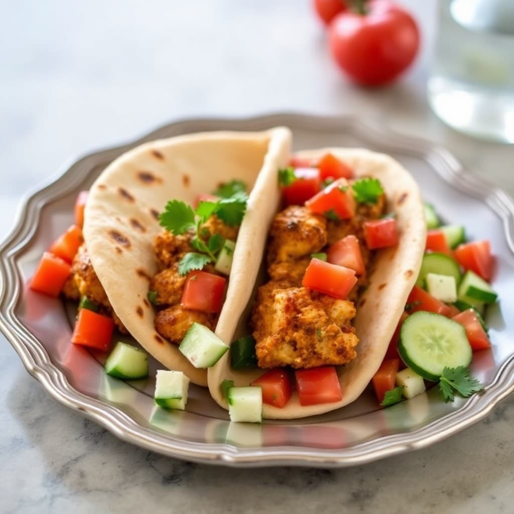 Zesty Mediterranean Chicken Pitas with Cucumber Salad