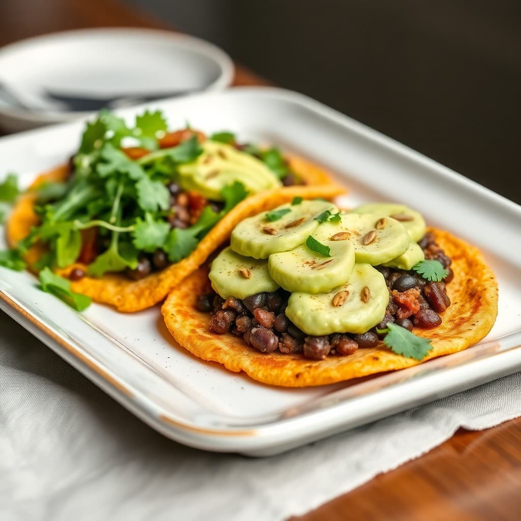 Peruvian Quinoa & Black Bean Breakfast Arepa with Cilantro-Lime Avocado Spread