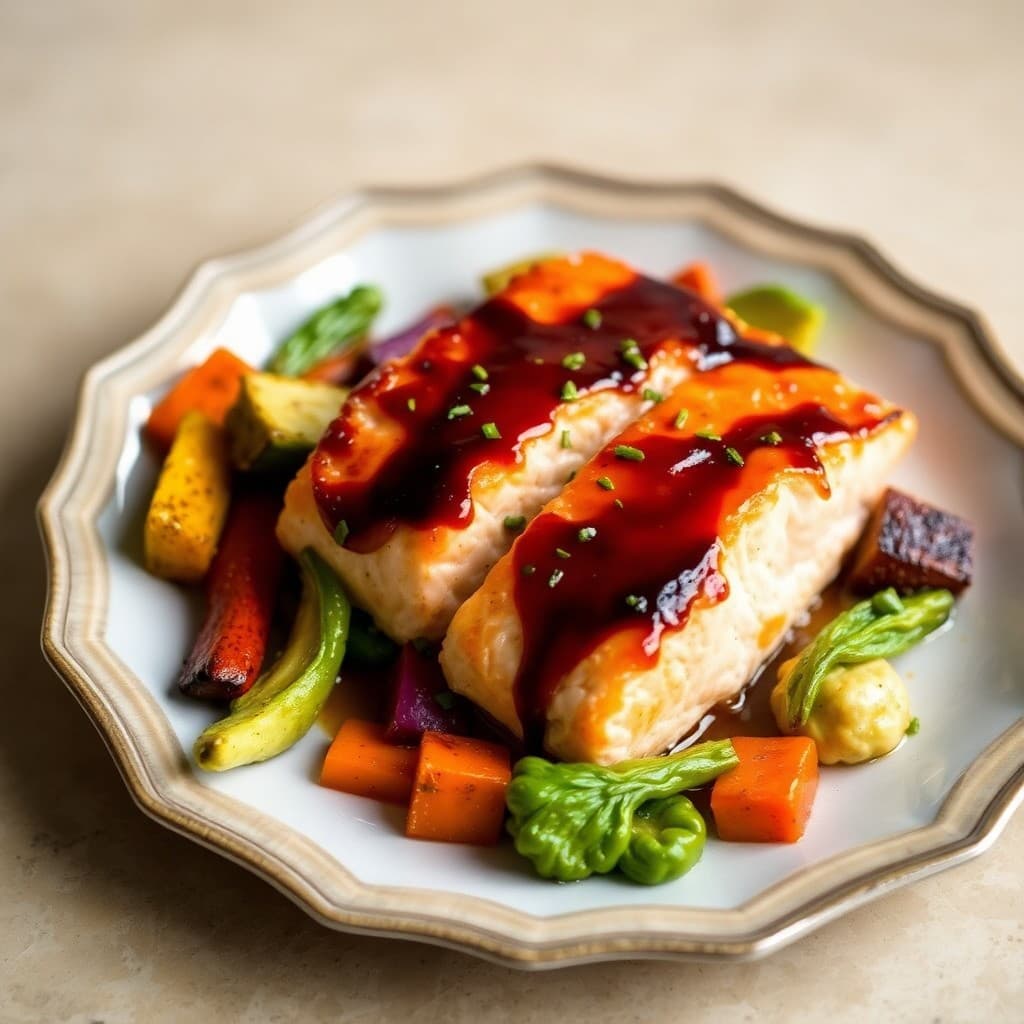 Teriyaki-Glazed Salmon with Roasted Vegetables