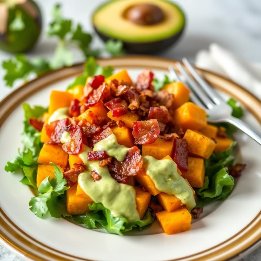 Roasted Butternut Squash and Bacon Salad