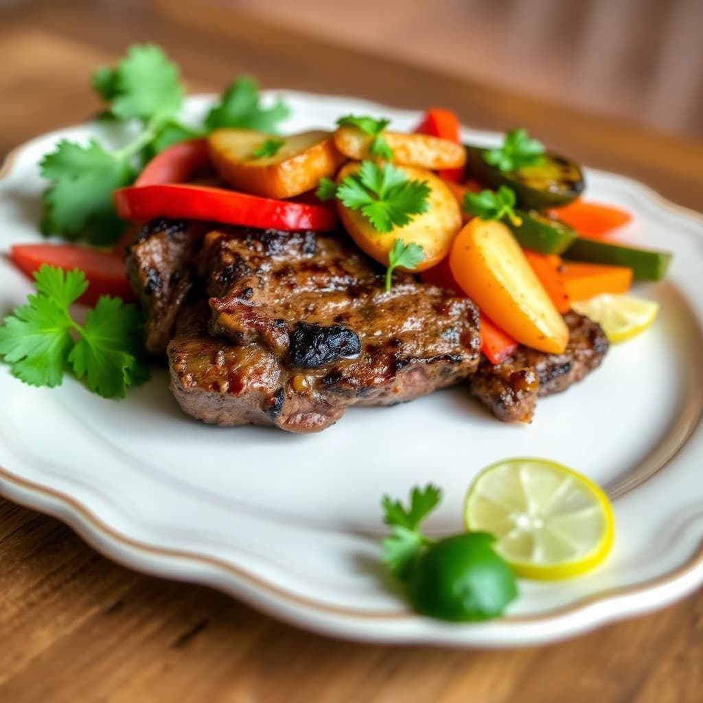 Vibrant Brazilian Steak and Veggie Fajitas