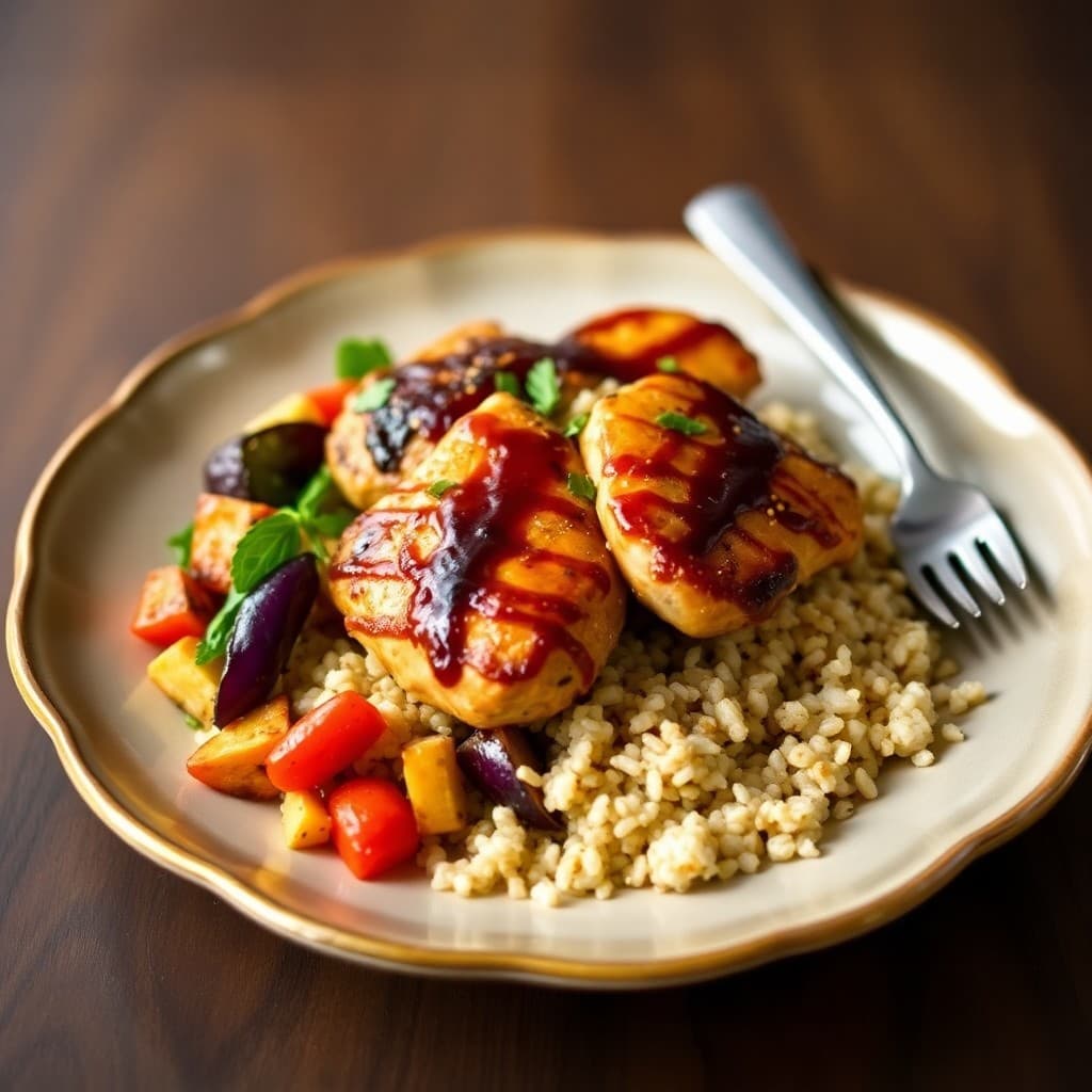 Balsamic Chicken and Roasted Veggie Bowls